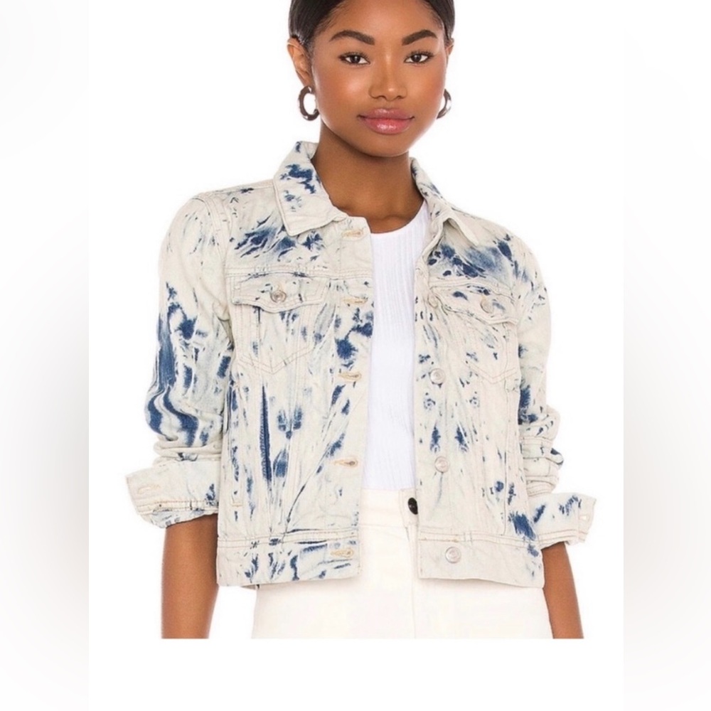 NWT Free People size M Rumors denim jacket in Tie Dye